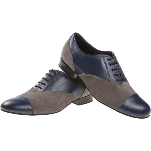 Diamant Uomini Scarpe da Ballo 077-025-455 - Pelle Blu / Grigio [Largo] - 2 cm