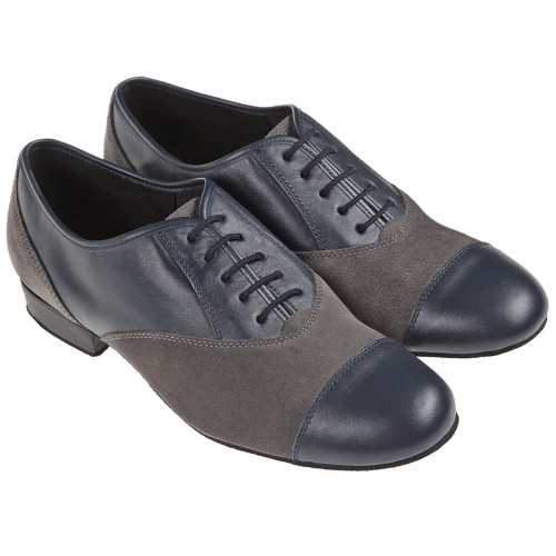 Diamant Hombres Zapatos de Baile 077-025-455 - Cuero/Ante Azul/Gris - Ancho [UK 8,5]