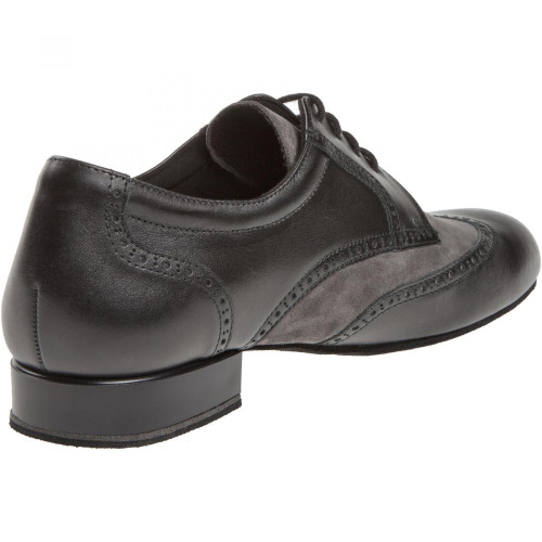 Diamant Hombres Zapatos de Baile 099-025-376 - Cuero Negro / Ante Gris - Ancho [UK 8]