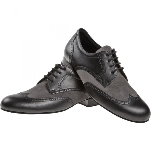 Diamant Hombres Zapatos de Baile 099-025-376 - Cuero Negro / Ante Gris - Ancho [UK 8]