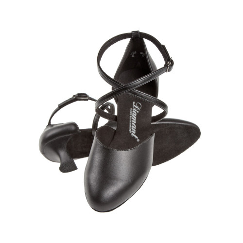 Diamant Mulheres Sapatos de Dança 048-068-034 - Preto Couro - 5 cm