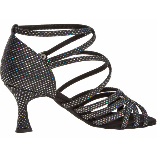 Diamant Mujeres Zapatos de Baile 108-087-183 - Negro/Plateado - 6,5 cm Flare  - Größe: UK 6,5
