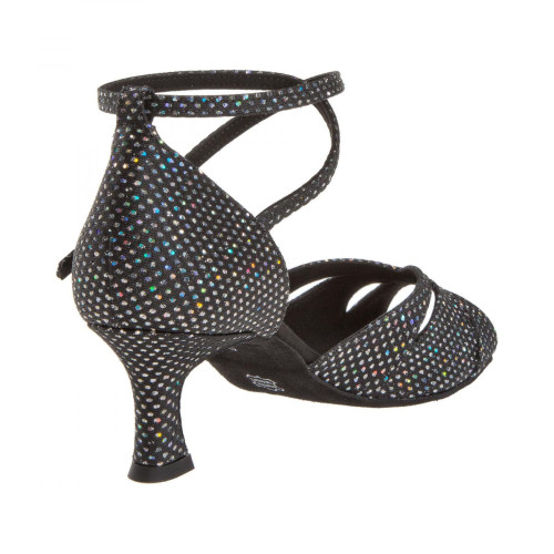 Diamant Mujeres Zapatos de Baile 141-077-183 - Tejido Negro/Plateado - 5 cm Flare  - Größe: UK 4,5