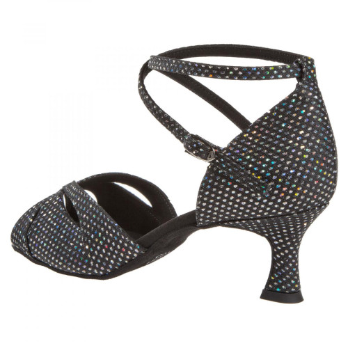 Diamant Sapatos de Dança 141-077-183 - Têxtil Preto/Prata - 5 cm Flare  - Größe: UK 5