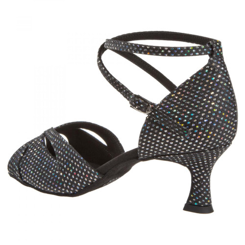 Diamant Sapatos de Dança 141-077-183 - Têxtil Preto/Prata - 5 cm Flare  - Größe: UK 6