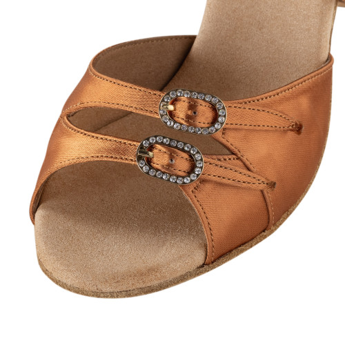Rummos Dames Dansschoenen Elite Diana 048 - Materiaal: Satijn Dark Tan - Weite: Normal - Hak: 60R Flare - Grootte: EUR 37