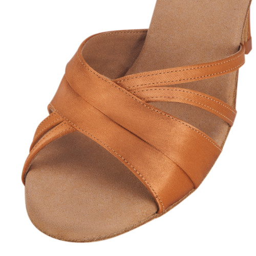 Rummos Damen Tanzschuhe Elite Athena 048 - Material: Satin Dark Tan - Weite: Normal - Absatz: 80E Stiletto - Größe: EUR 38,5
