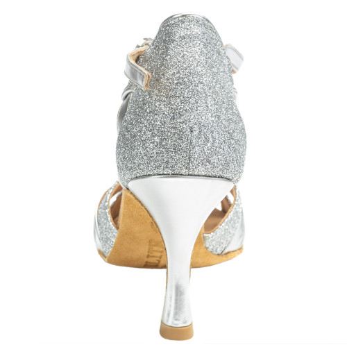 Rummos Damen Tanzschuhe Elite Martina 009/139 - Material: Leder/Glitzer - Farbe: Silver - Weite: Normal - Absatz: 60R Flare - Größe: EUR 39