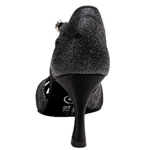 Rummos Damen Tanzschuhe Elite Martina 041/131 - Material: Satin/Glitzer - Farbe: Noir - Weite: Normal - Absatz: 60R Flare - Größe: EUR 38