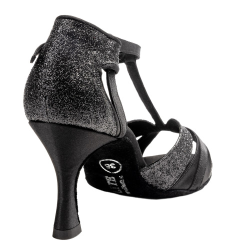 Rummos Damen Tanzschuhe Elite Martina 041/131 - Material: Satin/Glitzer - Farbe: Noir - Weite: Normal - Absatz: 60R Flare - Größe: EUR 38