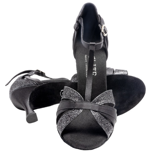 Rummos Damen Tanzschuhe Elite Martina 041/131 - Material: Satin/Glitzer - Farbe: Noir - Weite: Normal - Absatz: 60R Flare - Größe: EUR 38