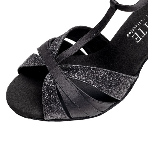Rummos Damen Tanzschuhe Elite Martina 041/131 - Material: Satin/Glitzer - Farbe: Noir - Weite: Normal - Absatz: 60R Flare - Größe: EUR 38