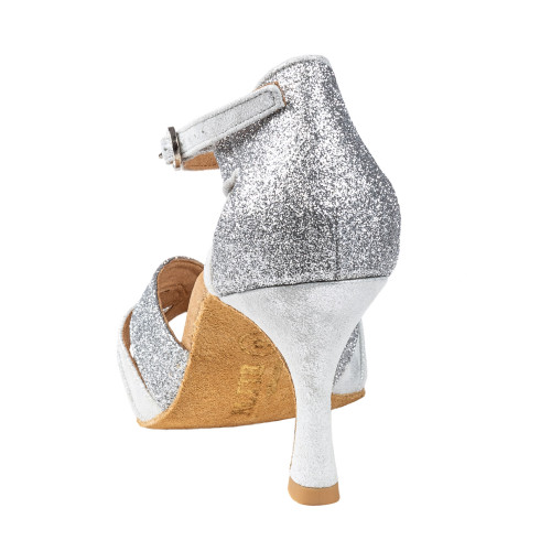 Rummos Damen Tanzschuhe Elite Aura 139/169 - Obermaterial: Leder/Glitzer - Farbe: Silber - Weite: Normal - Absatz: 60R Flare - Größe: EUR 38,5