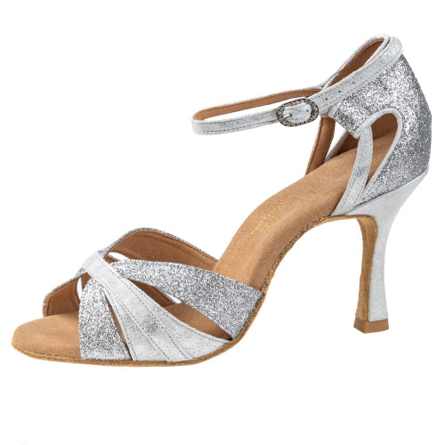 Rummos Damen Tanzschuhe Elite Aura 139/169 - Material: Cuero/Glitzer - Farbe: Plateado - Weite: Normal - Absatz: 70R Flare - Größe: EUR 36