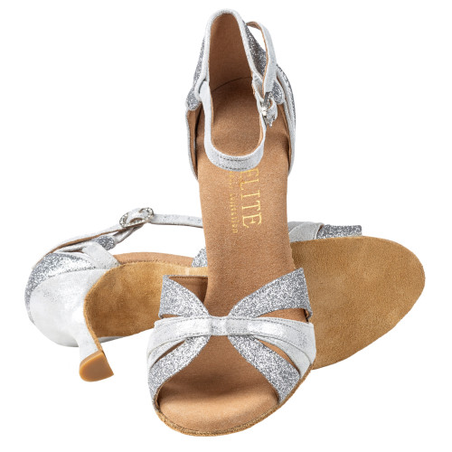 Rummos Damen Tanzschuhe Elite Aura 139/169 - Obermaterial: Leder/Glitzer - Farbe: Silber - Weite: Normal - Absatz: 70R Flare - Größe: EUR 36