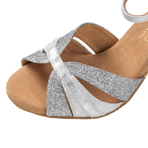 Rummos Damen Tanzschuhe Elite Aura 139/169 - Material: Cuero/Glitzer - Farbe: Plateado - Weite: Normal - Absatz: 70R Flare - Größe: EUR 36