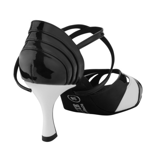 Rummos Damen Tanzschuhe Elite Paloma - Material: Leder/Lackleder - Farbe: Zwart/Wit - Weite: Normal - Absatz: 60R Flare - Größe: EUR 38
