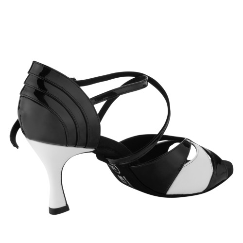 Rummos Damen Tanzschuhe Elite Paloma - Material: Leder/Lackleder - Farbe: Zwart/Wit - Weite: Normal - Absatz: 60R Flare - Größe: EUR 38