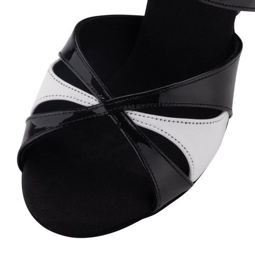 Rummos Damen Tanzschuhe Elite Paloma - Material: Leder/Lackleder - Farbe: Zwart/Wit - Weite: Normal - Absatz: 60R Flare - Größe: EUR 38