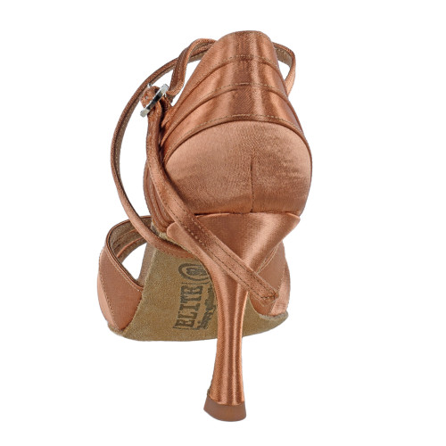 Rummos Damen Tanzschuhe Elite Paris 048 - Material: Satin Dark Tan - Weite: Normal - Absatz: 70R Flare - Größe: EUR 39