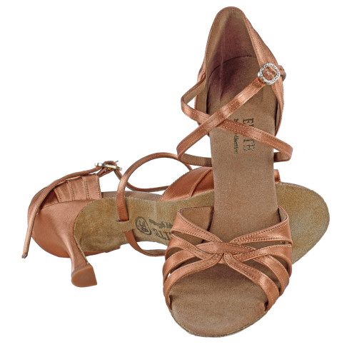 Rummos Damen Tanzschuhe Elite Paris 048 - Material: Satin Dark Tan - Weite: Normal - Absatz: 70R Flare - Größe: EUR 39