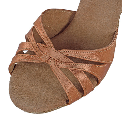 Rummos Damen Tanzschuhe Elite Paris 048 - Material: Satin Dark Tan - Weite: Normal - Absatz: 70R Flare - Größe: EUR 39