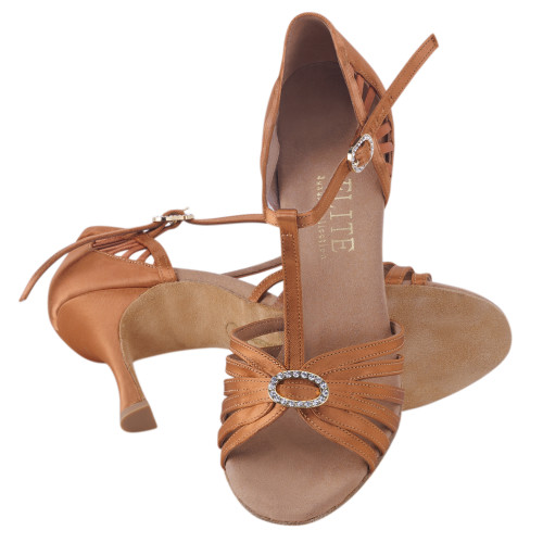 Rummos Damen Tanzschuhe Elite Karina 048 - Material: Satin Dark Tan - Weite: Normal - Absatz: 70R Flare - Größe: EUR 36