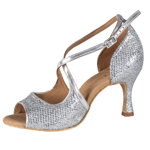 Rummos Femmes Chaussures de Danse R545 - Cuir/GlitterLux Argent - Normal - 60R Flare - EUR 39