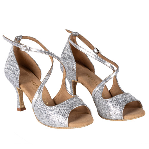 Rummos Femmes Chaussures de Danse R545 - Cuir/GlitterLux Argent - Normal - 60R Flare - EUR 39