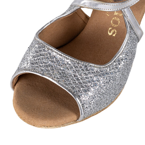 Rummos Femmes Chaussures de Danse R545 - Cuir/GlitterLux Argent - Normal - 60R Flare - EUR 39