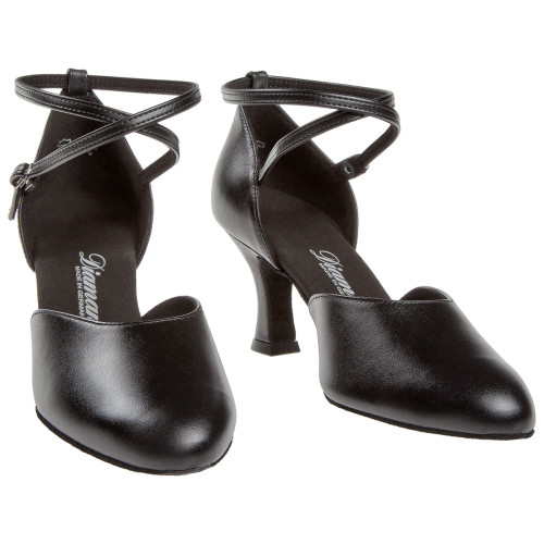 Diamant Women´s dance shoes 058-080-034 - Black Leather - 6,5 cm Latino  - Größe: UK 3