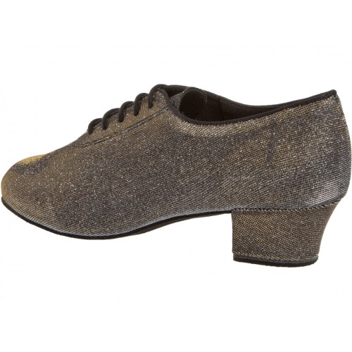 Diamant Damen Trainerschuhe 093-034-509-A - Brokat Schwarz-Silber - 3,7 cm Cuban  - Größe: UK 6,5