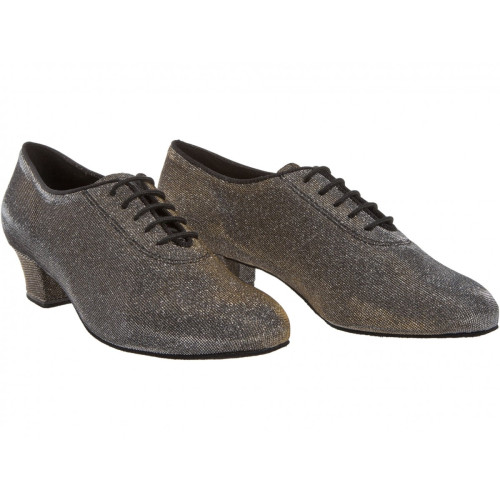 Diamant Mulheres Sapatos instrutor de dança 093-034-509-A - Brocado Preto-Prata - 3,7 cm Cuban  - Größe: UK 5