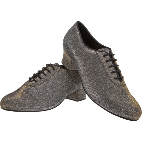 Diamant Mujeres Zapatos de Práctica 093-034-509-A - Brocado Negro-Plateado - 3,7 cm Cuban  - Größe: UK 4,5