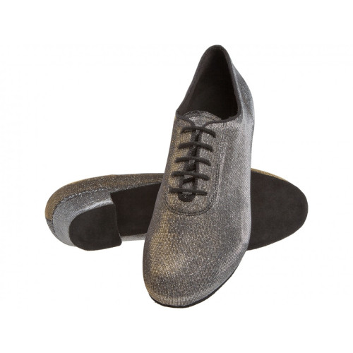 Diamant Mulheres Sapatos instrutor de dança 093-034-509-A - Brocado Preto-Prata - 3,7 cm Cuban  - Größe: UK 5