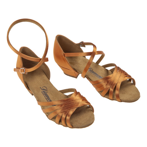 Diamant Mädchen Tanzschuhe 196-030-379 - Satin Dark Tan - 2,5 cm