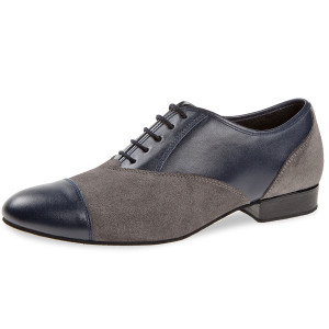 Diamant Mens Dance Shoes 077-025-455 - Navy-Blue/Gray Leather [Wide] - 2 cm