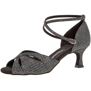 Diamant Damen Tanzschuhe 141-077-183 - Textil Schwarz/Silber - 5 cm