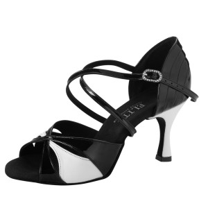 Rummos Donne Scarpe da Ballo Elite Paloma - Material: Leder/Lackleder - Farbe: Nero/Bianco - Weite: Normal - Absatz: 60R Flare - Größe: EUR 38