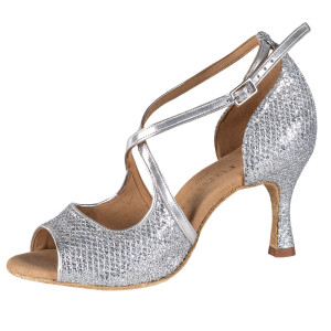 Rummos Dames Dansschoenen R545 - Leer/GlitterLux Zilver - Medium (Normaal) - 60R Flare - EUR 39