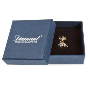 Diamant Brosche Tanzpaar [Gold - 2 cm x 1,5 cm]