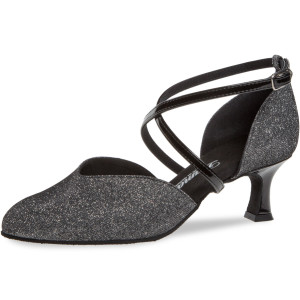 Diamant Damen Tanzschuhe 170-106-520 - Brokat Schwarz/Silber - 5 cm