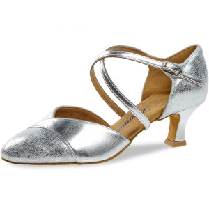 Diamant Damen Tanzschuhe 161-068-505 - Veloursleder Silber - 5 cm